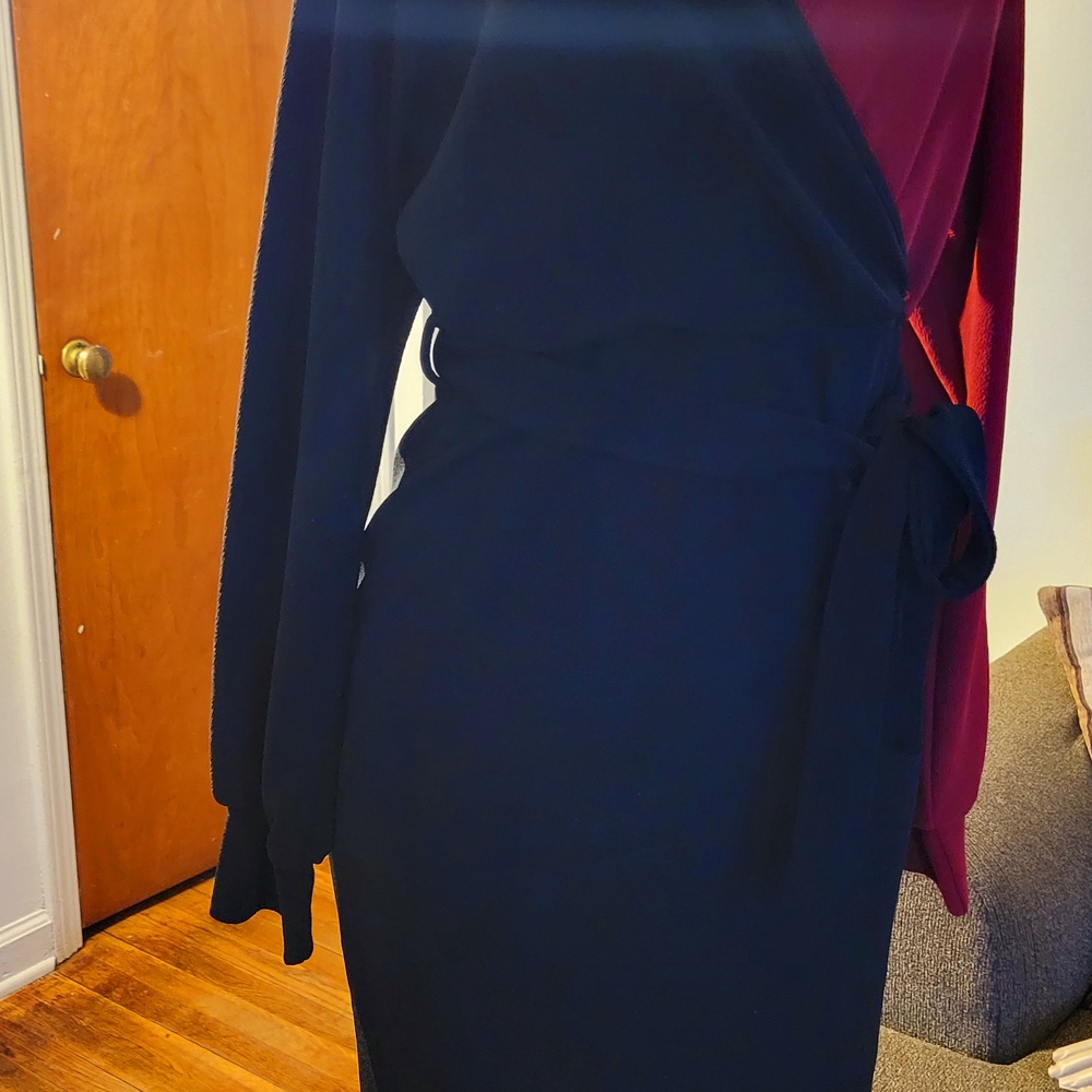 Elegant Black and Burgundy Wrap Dress